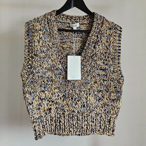 NWT COS CHUNKY HAND-KNIT WOOL VEST - XS/S, Yellow Blue Orange